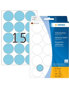 Oferta Etiquetas azules redondas 32mm 32 A4 480 uds 2273 | kiwiku