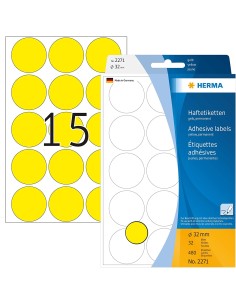 Ofertón Etiquetas amarillas redondas 32mm 32 A4 480 uds 2271 | kiwiku