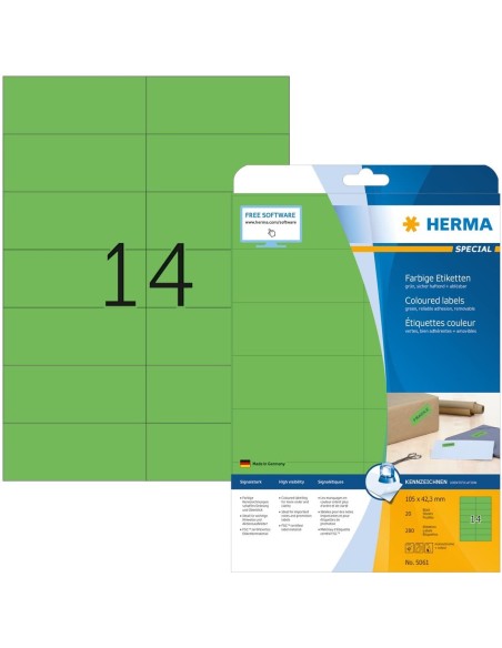 Oferta Herma Etiquetas verde 105x42,3 20 A4 280 uds 5061 | kiwiku