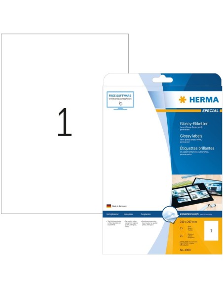 Oferta  Herma Etiquetas brillantes 210x297 25 A4 25 uds 4909 | kiwiku