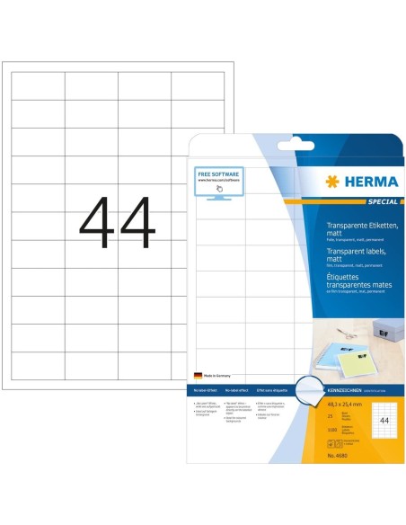 Oferta Etiquetas transparentes 48,3x25,4 25 A4 1100 uds 4680 | kiwiku