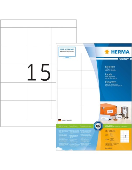 Herma Premium Etiquetas 70x50,8 200 A4 3000 uds 4618 | kiwiku