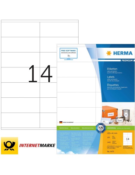 Oferta Herma Premium Etiquetas 105X41 100 A4 1400 uds 4475 | kiwiku