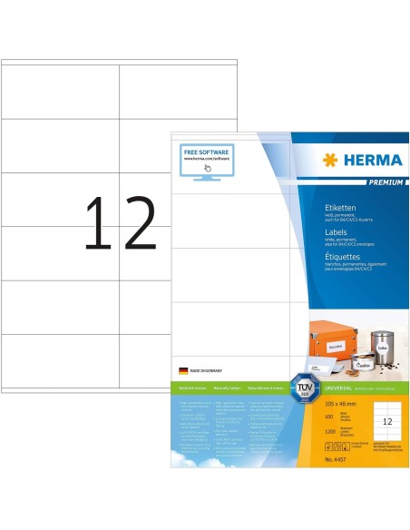 Oportunidad Herma Premium Etiquetas 105x48 100 A4 1200 uds 4457 | kiwiku