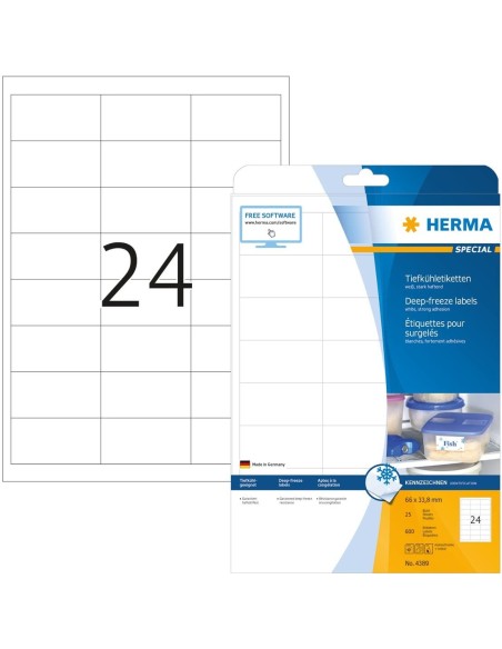 Comprar Herma Etiquetas para congelados 66x33,8 25 A4 600uds 4389 | kiwiku