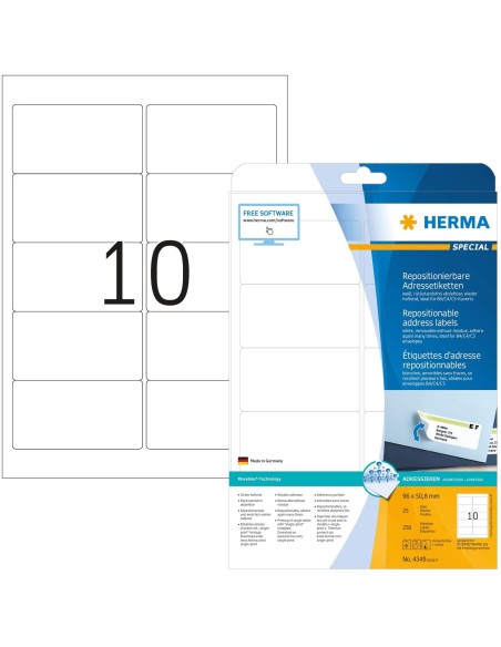 Comprar Etiquetas dirección  96x50,8mm 25 A4 250 uds 4349 | kiwiku