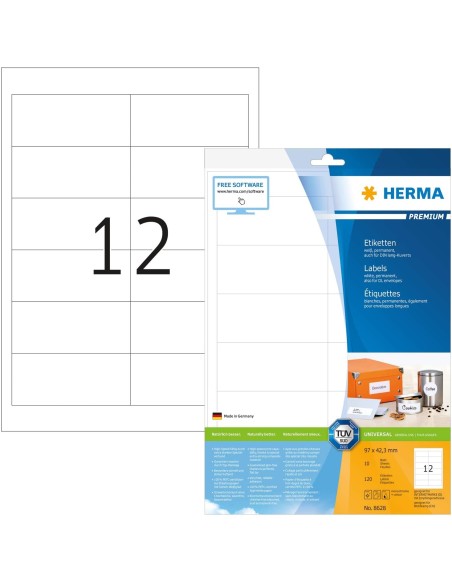 Oferta Herma Etiquetas 97x42,3 mm 10 DIN A4 120 unds 8628 | kiwiku