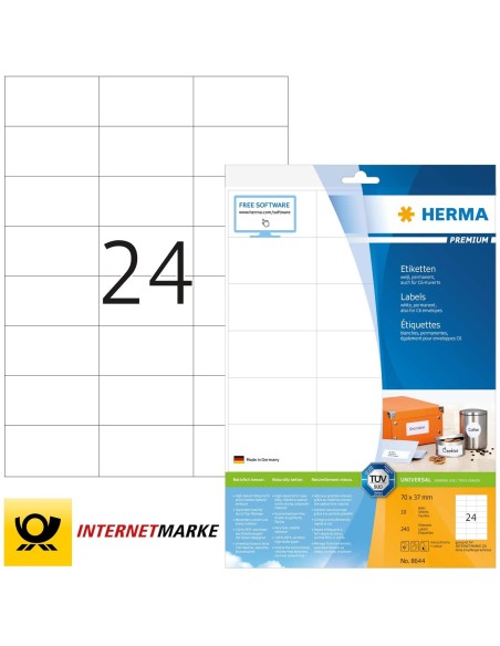Comprar Herma Etiquetas 70x37 blanco 10 DIN A4 240 unds 8644 | kiwiku