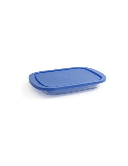 Fiambrera Rectangular De Vidrio BORGONOVO Igloo Con Tapa Azul 800 Cc - Kiwiku