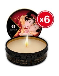 Oportunidad Shunga vela de masaje fresa 6 x 30 ml. 27844