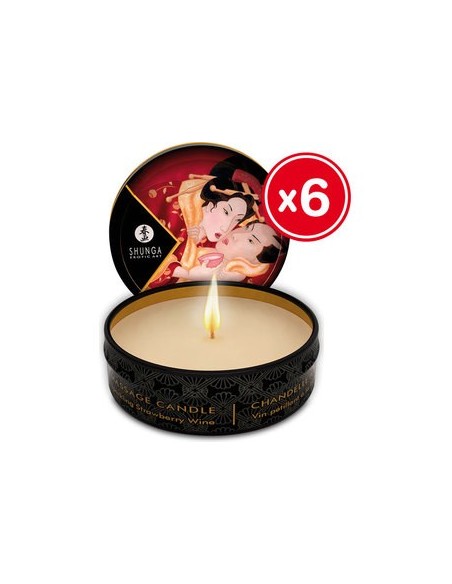 Oportunidad Shunga vela de masaje fresa 6 x 30 ml. 27844