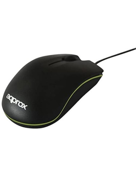 Ratón Approx APPOMNBG, con cable USB, óptico Mini, Negro | kiwiku