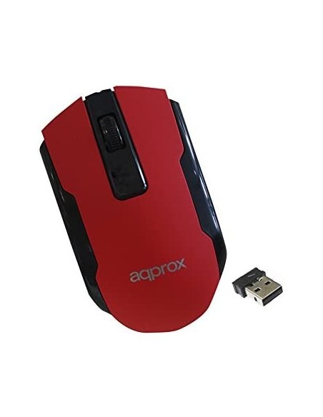 Ratón Approx APPWMOFFICER, óptico inalámbrico, Negro y Rojo | kiwiku