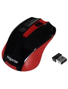 Ratón Approx APPWMER óptico inalámbrico, Color Negro y Rojo | kiwiku