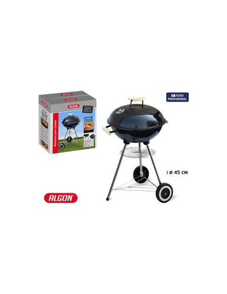 Ofertón ALGON 66677 Barbacoa redonda c/tapa 45cm negra algon
