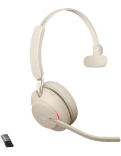 Jabra Evolve2 65 Auriculares UC Mono Bluetooth Beige - Calidad De Llamadas Superior  