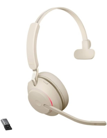 Jabra Evolve2 65 Auriculares UC Mono Bluetooth Beige - Calidad De Llamadas Superior  