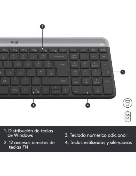 Oferta Teclado logitech mk470 slim combo Inalámbrico con Ratón