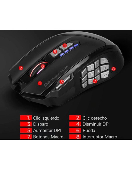 Raton Gaming Led Rgb Usb 18 Botones Scorpion G990 16000Dpi