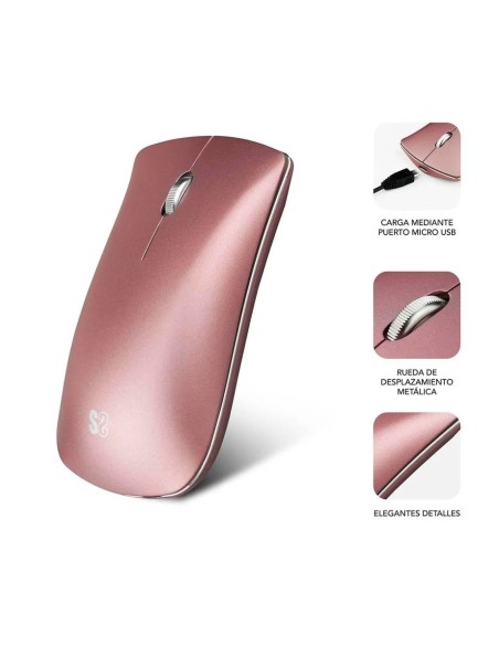 Raton Optico Wireless Bluetooth Elegant Gold Rose Subblim 2400Dpi
