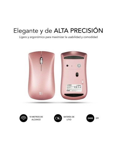 Raton Optico Wireless Bluetooth Elegant Gold Rose Subblim 2400Dpi