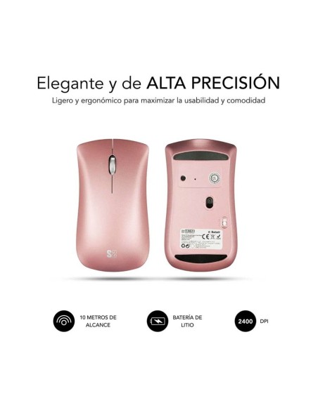 Raton Optico Wireless Bluetooth Elegant Gold Rose Subblim 2400Dpi