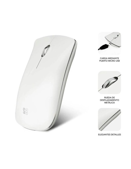 Ratón Blanco  Inalámbrico Bluetooth Compacto 2400Dpi