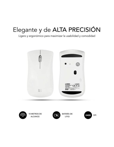 Ratón Blanco  Inalámbrico Bluetooth Compacto 2400Dpi