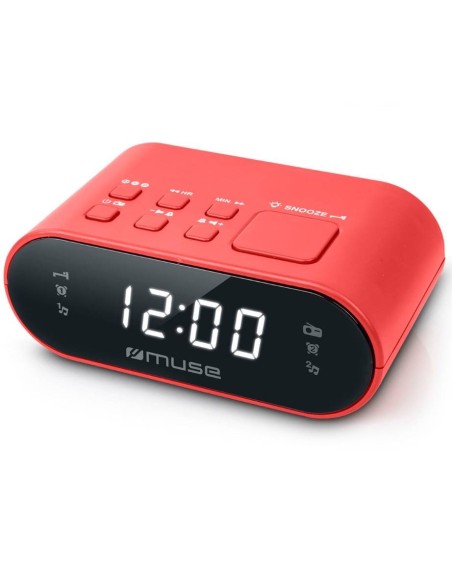 Muse m-10 rojo radio despertador fm con altavoz integrado.