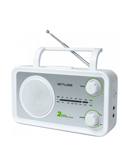 Muse m-06sw blanco plata radio analógica altavoz integrado.
