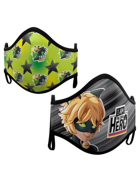 Ofertón ZAGTOON  Pack 2 mascarillas cat noir prodigiosa ladybug surtido juvenil