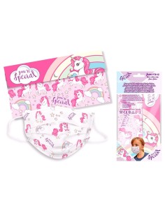 Oportunidad  KD-KL10947 Pack 5 mascarillas desechables infantiles con funda de unicornios