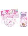 Pack 5 mascarillas desechables infantiles con funda de unicornios