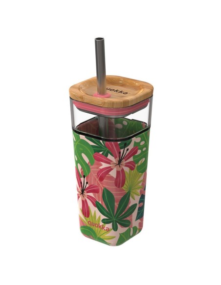 Ofertón QUOKKA  Vaso cristal liquid cube pink jungle quokka 540ml