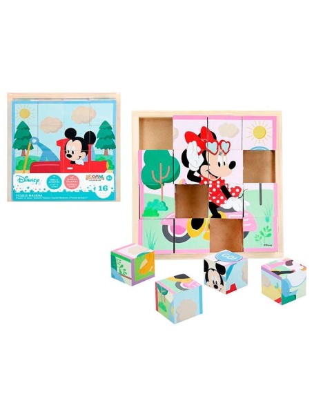 Oferta - WOOMAX  Rompecabezas cubos madera mickey minnie disney