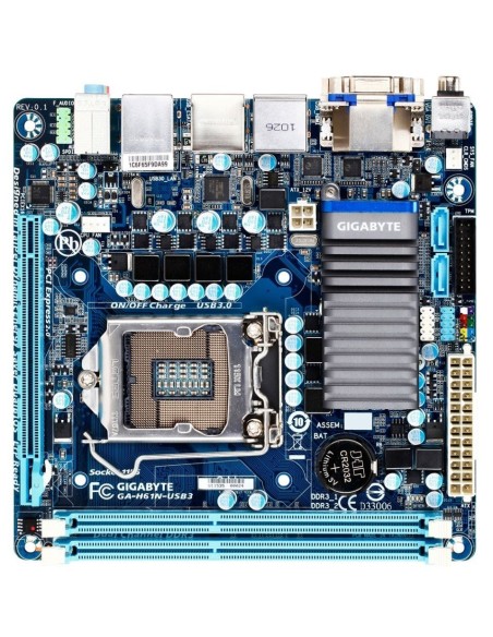 Gigabyte GA-H61N-USB3 - Placa base (DDR3 SDRAM, LGA 1155/Socket H2, Mini-ITX, PCI Express x16, HDMI, USB 2.0, USB 3.0, eSATA II)