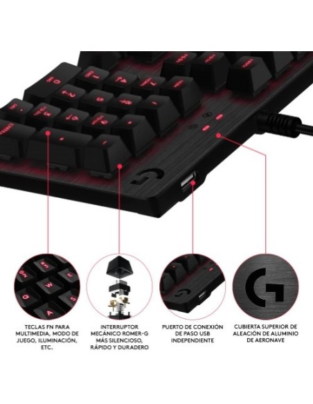 Logitech G413 Teclado Gaming Mecánico USB QWERTY Español 920-008531