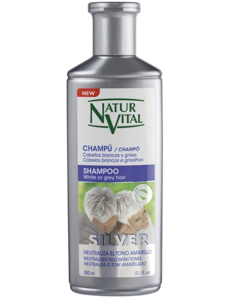 Champú Silver NATUR VITAL para Cabello Blanco y Gris 300 ml | Kiwiku