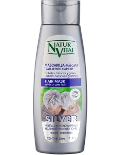 Mascarilla Silver NATUR VITAL para Cabello Blanco o Gris 300 ml | Hidratante y Matizadora | Kiwiku