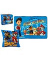 Juego cojín y manta polar paw patrol azul