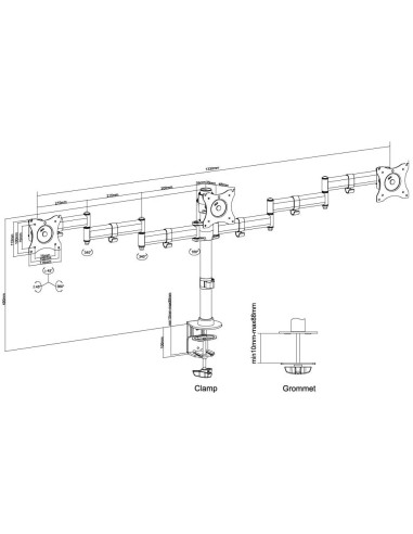 NM-D135D3BLACK Soporte de escritorio NewStar para 3 monitores
