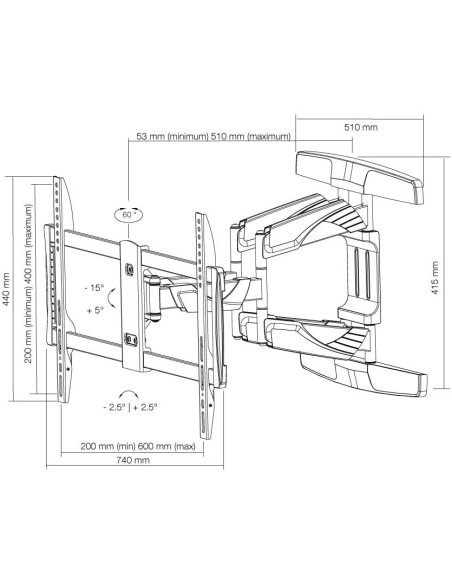 NM-W475BLACK Soporte de pared NewStar para TV | kiwiku
