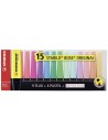 Stabilo boss original 15 rotuladores colores 9 fluorescentes 6 pastel set de escritorio