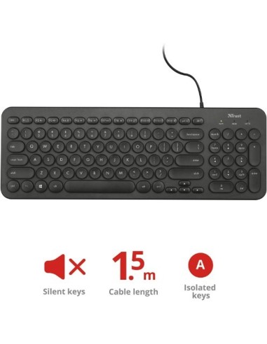 Oferta Teclado Trust Muto Teclas Multimedia USB 23278 Negro