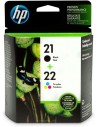 Cartucho de Tinta Original HP Pack de ahorro 21 negro-22 tricolor SD367AE