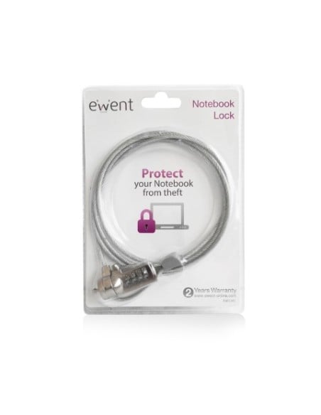 Ewent cable seguridad para portatil. 1,5m con candado EW1241