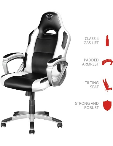 Silla Trust Gaming GXT 705 Ryon Giratoria Reclinable Blanco