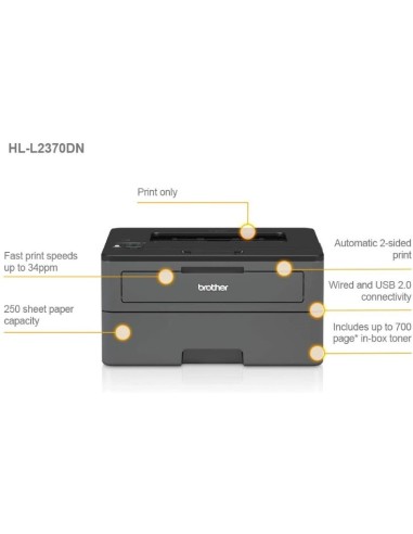 Ofertón Impresora Laser Brother HLL2370DN Duplex Ethernet