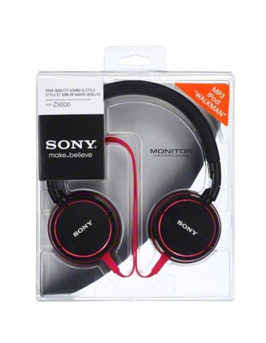 Sony MDRZX600R - Auriculares de diadema abiertos, negro y rojo