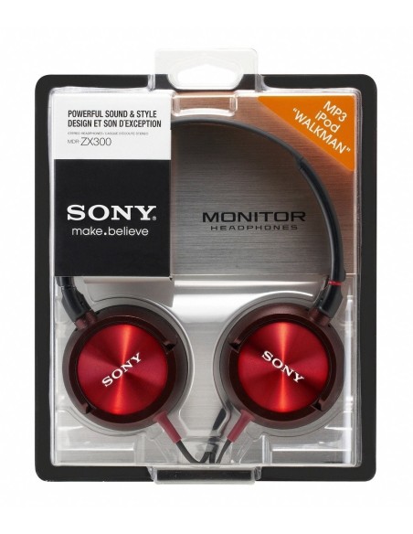 Sony MDRZX300R - Auriculares de diadema abiertos, negro y rojo